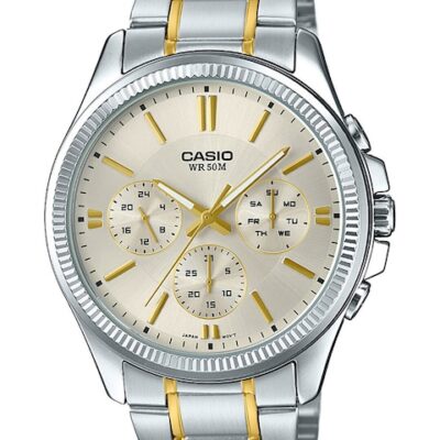 CASIO Enticer Men Silver-Toned Analogue Watch A1657 MTP-1375HSG-9AVIF