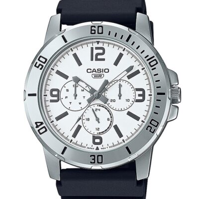 CASIO Enticer Men White Stainless Steel Dial & Black Straps Analogue Watch A2146