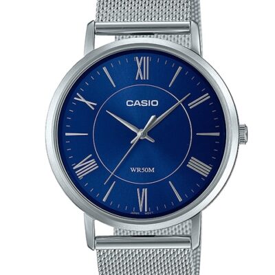 CASIO Men Blue Patterned Dial & Sil...