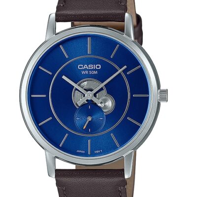CASIO Men Patterned Dial & Brown Le...