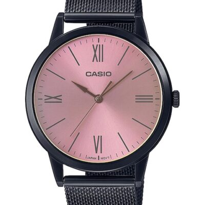 CASIO Men Pink Dial & Black Stainle...