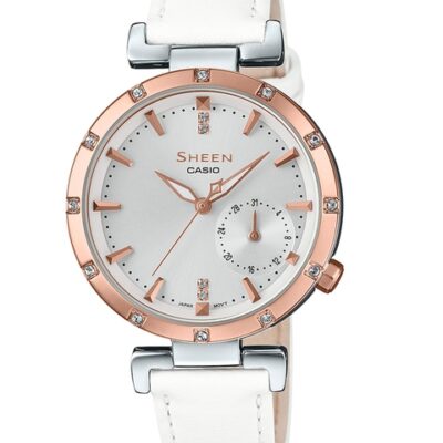 CASIO Sheen Women Silver-Toned Analogue Leather Watch SX226 SHE-4051PGL-7AUDF
