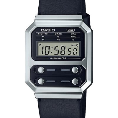 CASIO Unisex Black Dial & Black Lea...