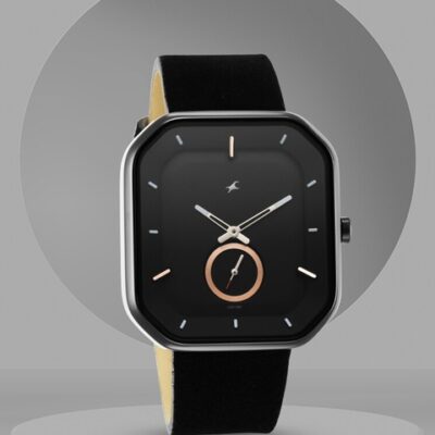 Fastrack Men Black Brass Embellished Dia...