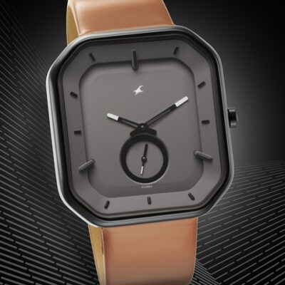 Fastrack Men Brass Dial & Leather S...