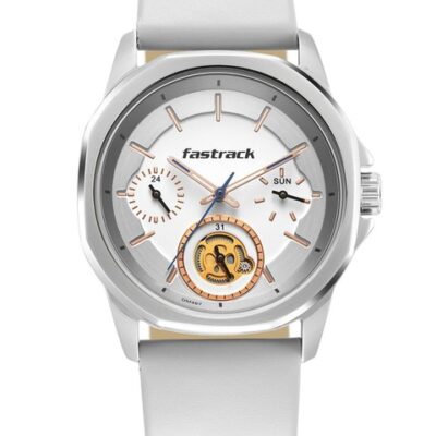 Fastrack Men Brass Dial & Leather S...
