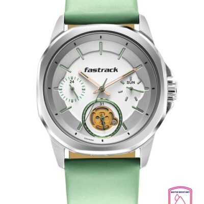 Fastrack Men Brass Dial & Leather S...
