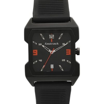 Fastrack Men Brass Dial & Stainless Steel Textured Straps Analogue Watch NP1474NP01