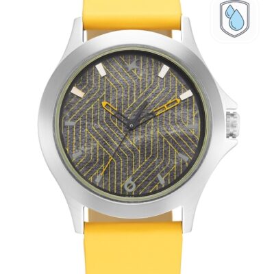 Fastrack Men Multicoloured Brass Printed Dial & Yellow Leather Straps Analogue Watch 3220SL03