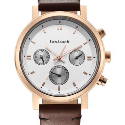 Fastrack Men Textured Dial & Leathe...