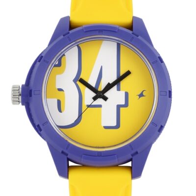 Fastrack Tees Unisex Yellow Printed Dial...