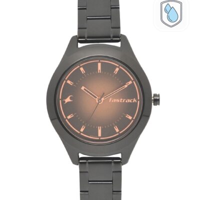 Fastrack Unisex Black & Orange Analogue Watch