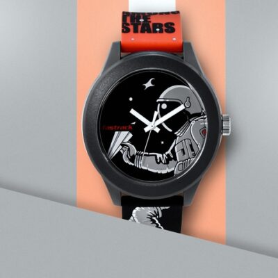 Fastrack Unisex Black Tees Space Analogu...