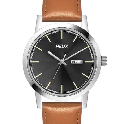 Helix Men Brass Dial & Brown Leathe...