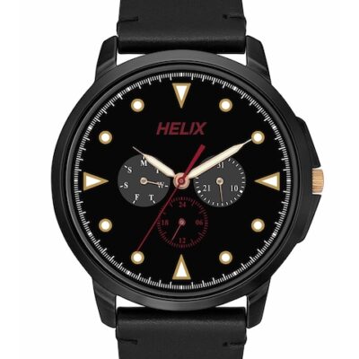 Helix Men Brass Dial & Leather Stra...