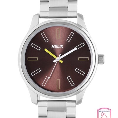 Helix Men Brown Dial & Silver Toned...