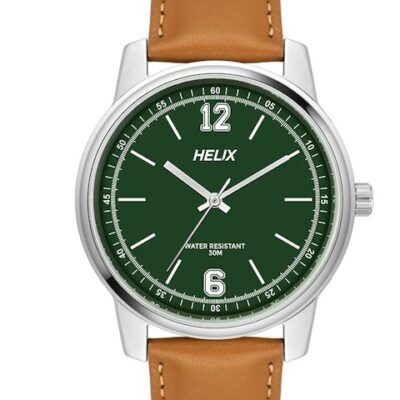 Helix Men Green Brass Dial & Brown ...