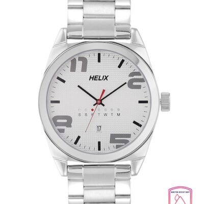 Helix Men Silver-Toned Dial & Silve...