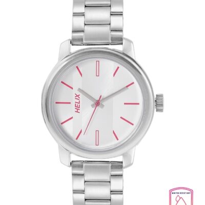 Helix Women Silver-Toned Dial Bracelet S...