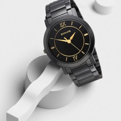 Sonata Men Black Beyond Gold 2020 Analog...