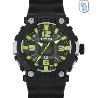 Sonata Men Black Dial Watch 77014PP03J