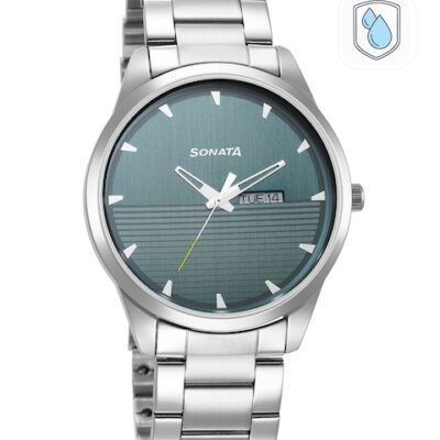 Sonata Men Blue Brass Dial & Silver...