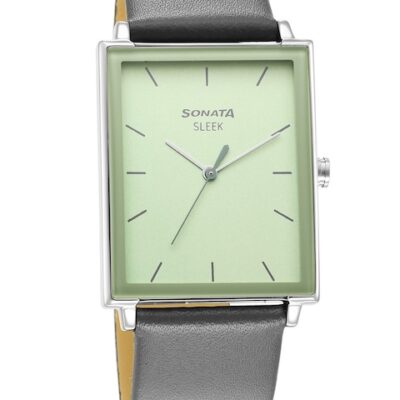 Sonata Men Brass Dial & Leather Str...