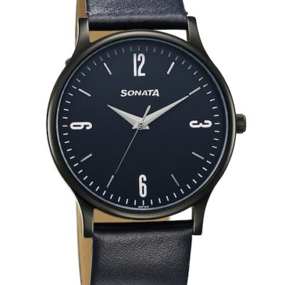 Sonata Men Brass Dial & Leather Str...