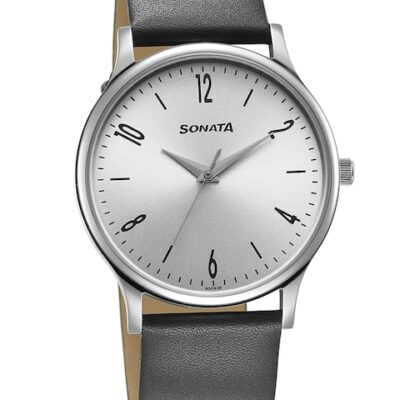 Sonata Men Brass Dial & Leather Str...
