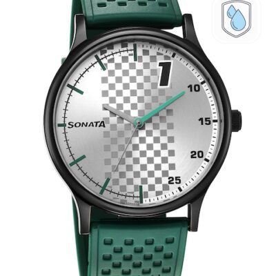 Sonata Men Brass Printed Dial & Textured Straps Analogue Watch