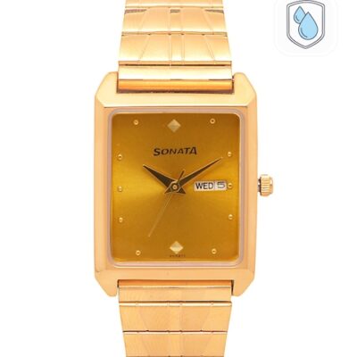 Sonata Men Gold-Toned Analogue Watch NK7007YM05