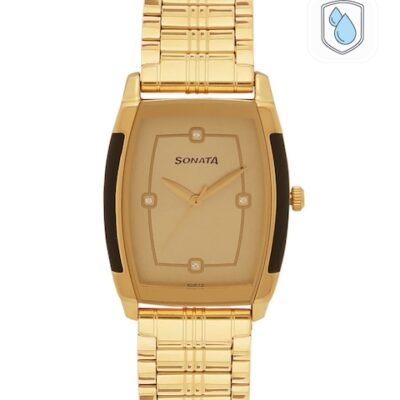 Sonata Men Gold-Toned Analogue Watch NK7...