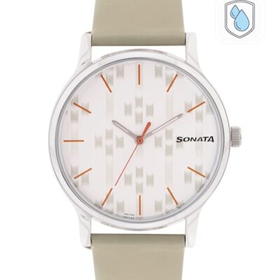 Sonata Men Printed Leather Analogue Watc...