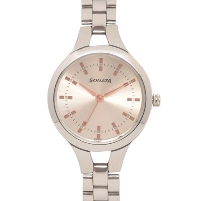Sonata Steel Daisies Women Silver Analog...