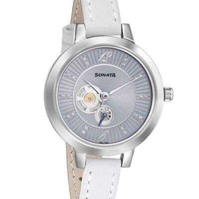 Sonata Women Blue Brass Dial & Whit...