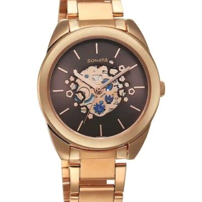 Sonata Women Brown Brass Embellished Dia...
