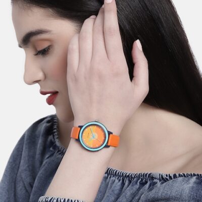 Sonata Women Colourblocked Leather Strap...