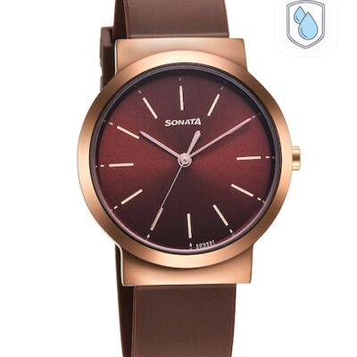 Sonata Women Essential Brass Dial Analogue Watch 87044KP01
