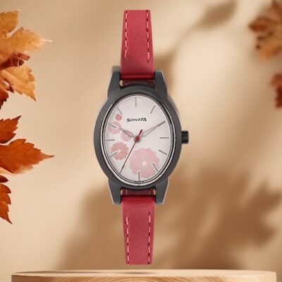 Sonata Women Printed Leather Analogue Watch NN87032PL01W