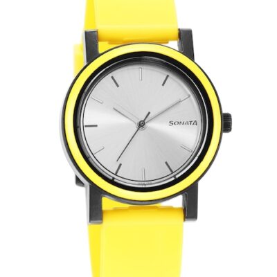 Sonata Women Silver-Toned Dial & Ye...