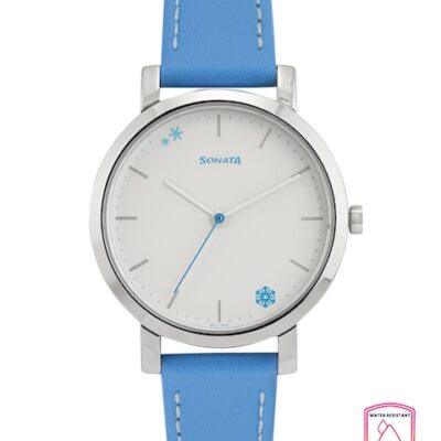 Sonata Women Silver-Toned Leather Analog...