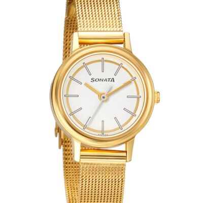 Sonata Women White & Gold-Toned Ana...