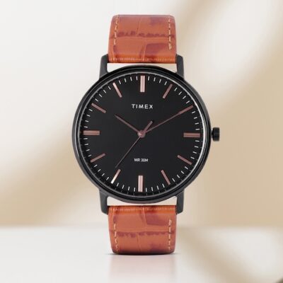 Timex Men Black Dial & Brown Croc T...