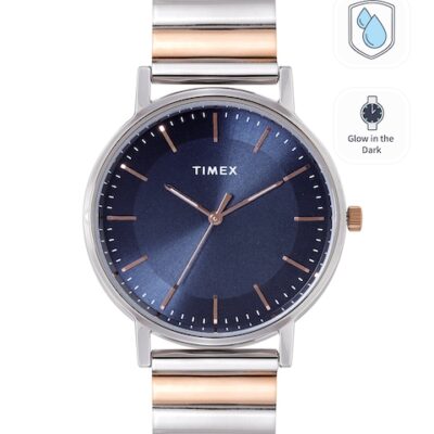 Timex Men Blue Dial & Rose Gold-Pla...