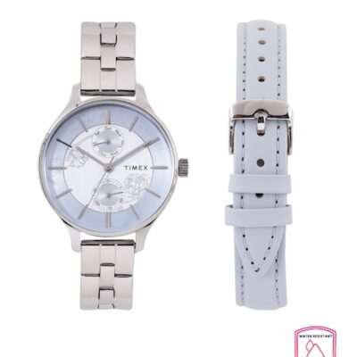Timex Women Blue Printed Analogue Watch TWEL14801