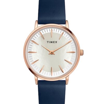 Timex Women Brass Dial & Leather Straps Analogue Watch TWEL15605
