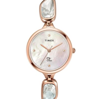 Timex Women Silver-Toned Brass Dial ...