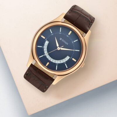 Titan Men Brown & Blue Analogue Watch 1713WL01