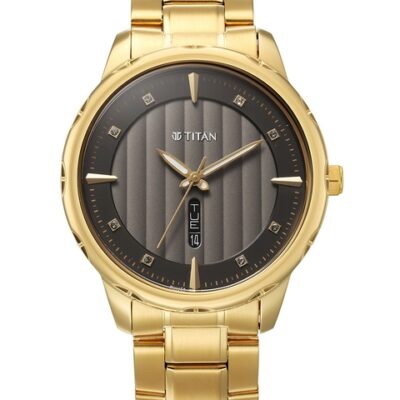 Titan Men Patterned Dial & Stainles...