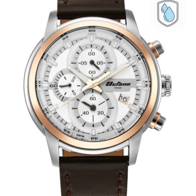 Titan Men Silver-Toned Dial & Brown...